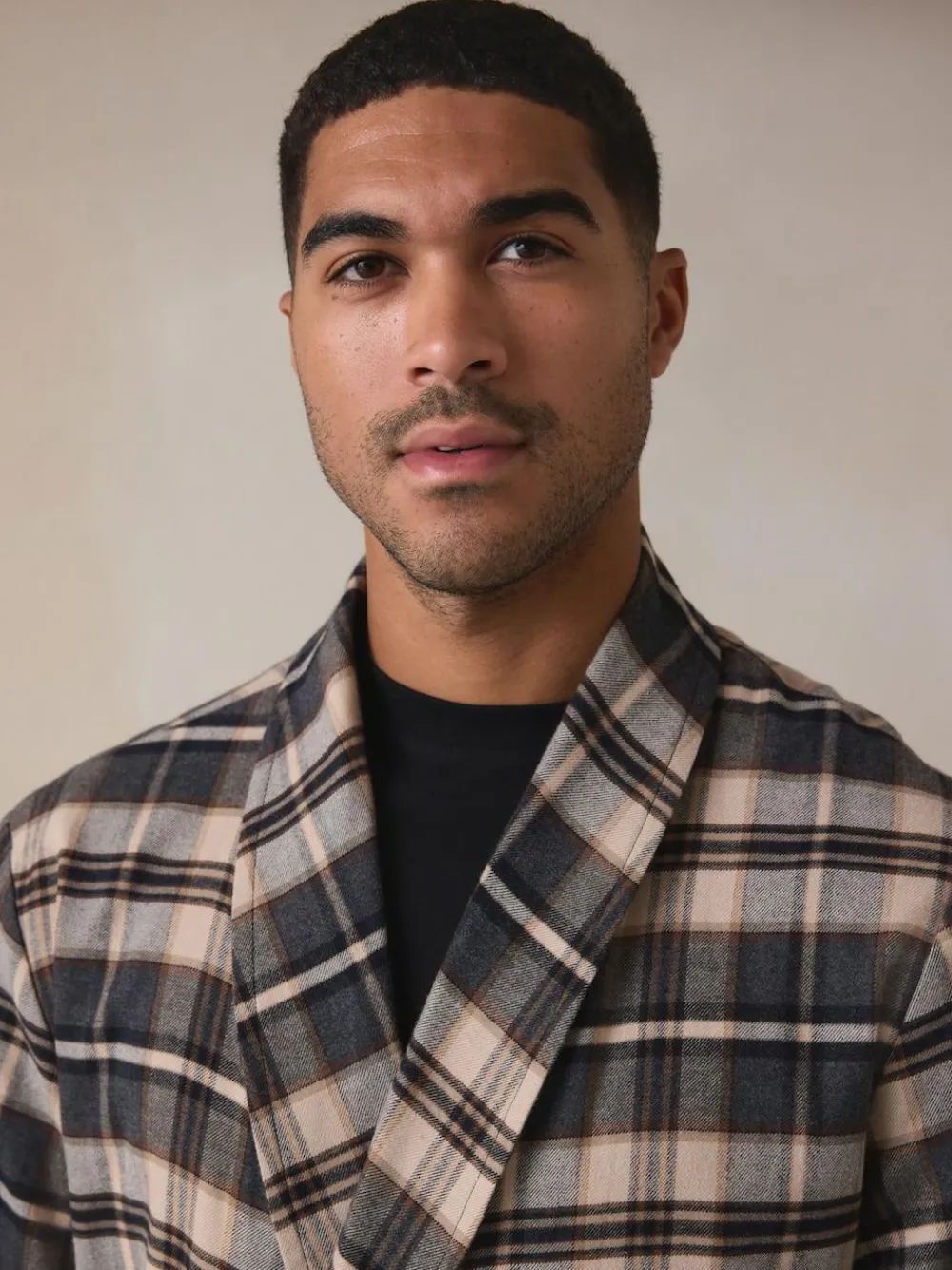 Clearance Next Neutral Check Woven Dressing Gown