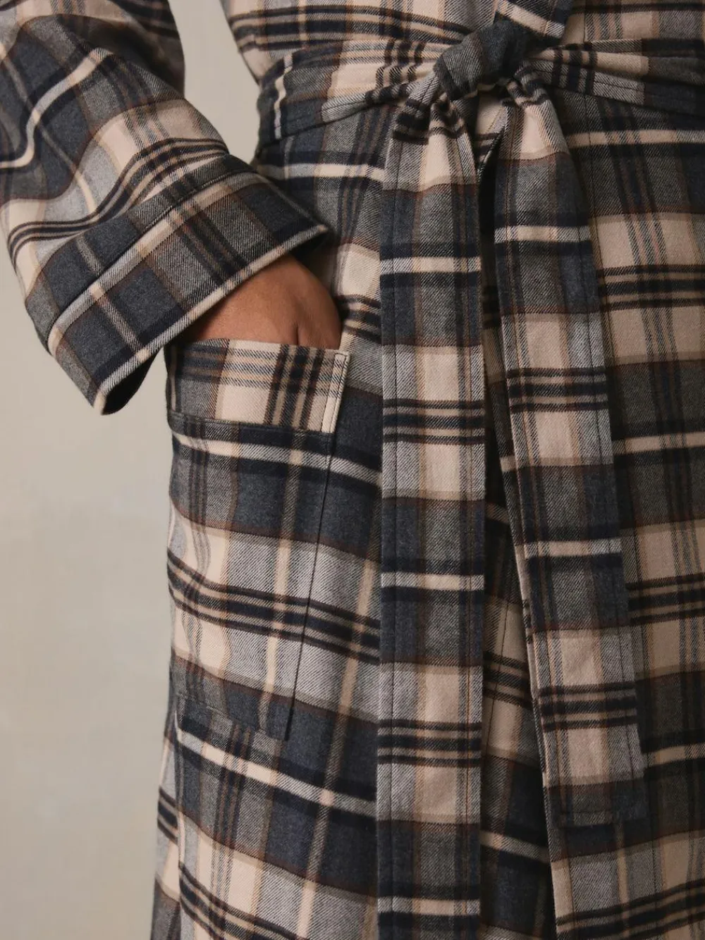 Clearance Next Neutral Check Woven Dressing Gown