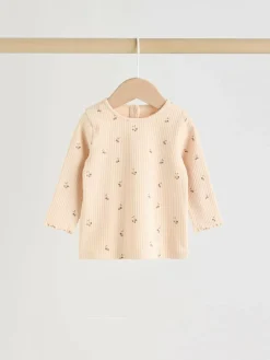 Sale Next Neutral Cherry Knitted Gilet, Long Sleeve Top and Leggings 3 Piece Set (0mths-3yrs)