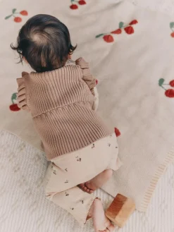 Sale Next Neutral Cherry Knitted Gilet, Long Sleeve Top and Leggings 3 Piece Set (0mths-3yrs)