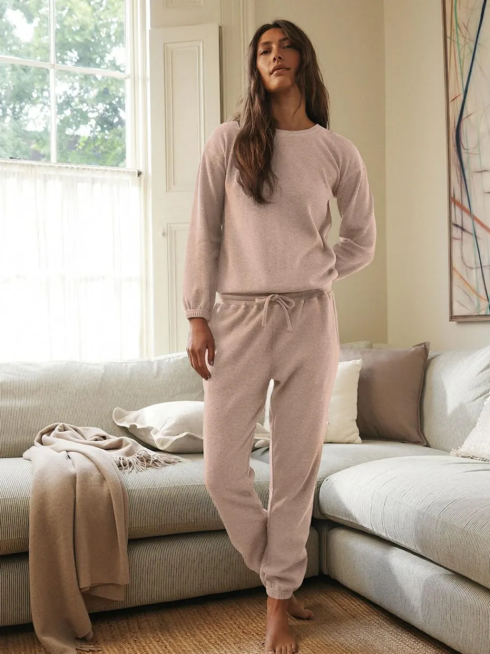 Clearance Next Neutral Cosy Waffle Long Sleeve Pyjamas