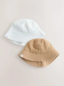 Next Crinkle Baby Bucket Hats 2 Pack^BOY Unisex|Hats & Scratch Mitts