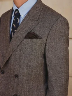 Hot Next Neutral Double Breasted Merino Wool Blend Suit Jacket