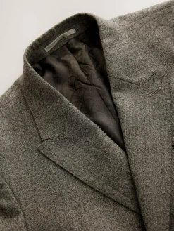 Hot Next Neutral Double Breasted Merino Wool Blend Suit Jacket