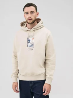 Next Neutral Ecru Overhead Hoodie Hokusai Graphic License