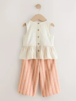 Sale Next Neutral Embroidered Blouse And Trousers Co-ord Set (3mths-8yrs)