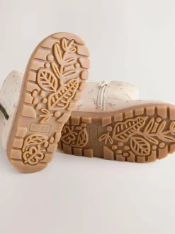 Best Next Neutral Floral Wide Fit (G) Chelsea Zip Tassel Ankle Boots