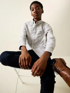 Clearance Next Neutral Gingham Single Oxford Shirt (3-16yrs)