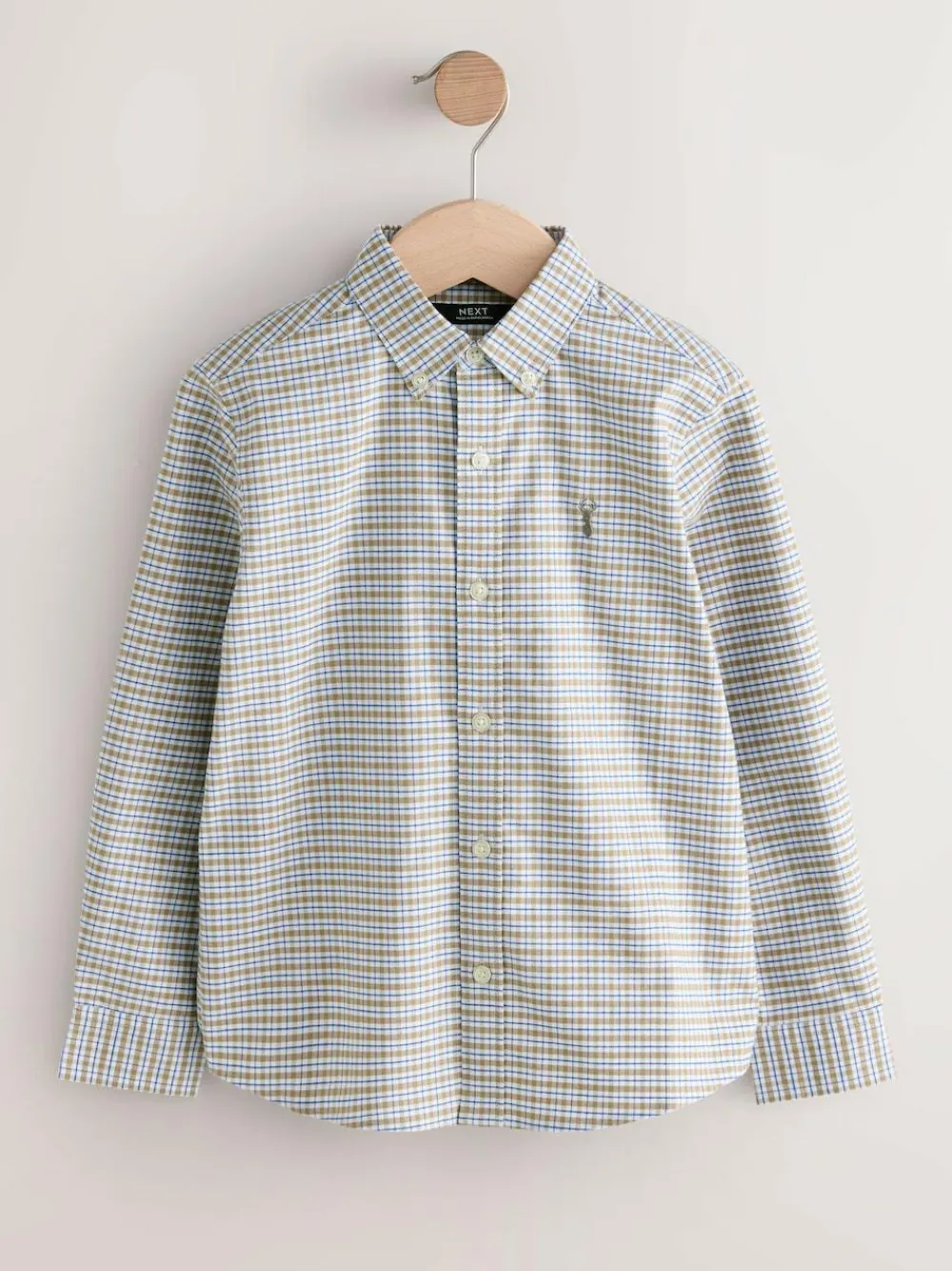 Clearance Next Neutral Gingham Single Oxford Shirt (3-16yrs)