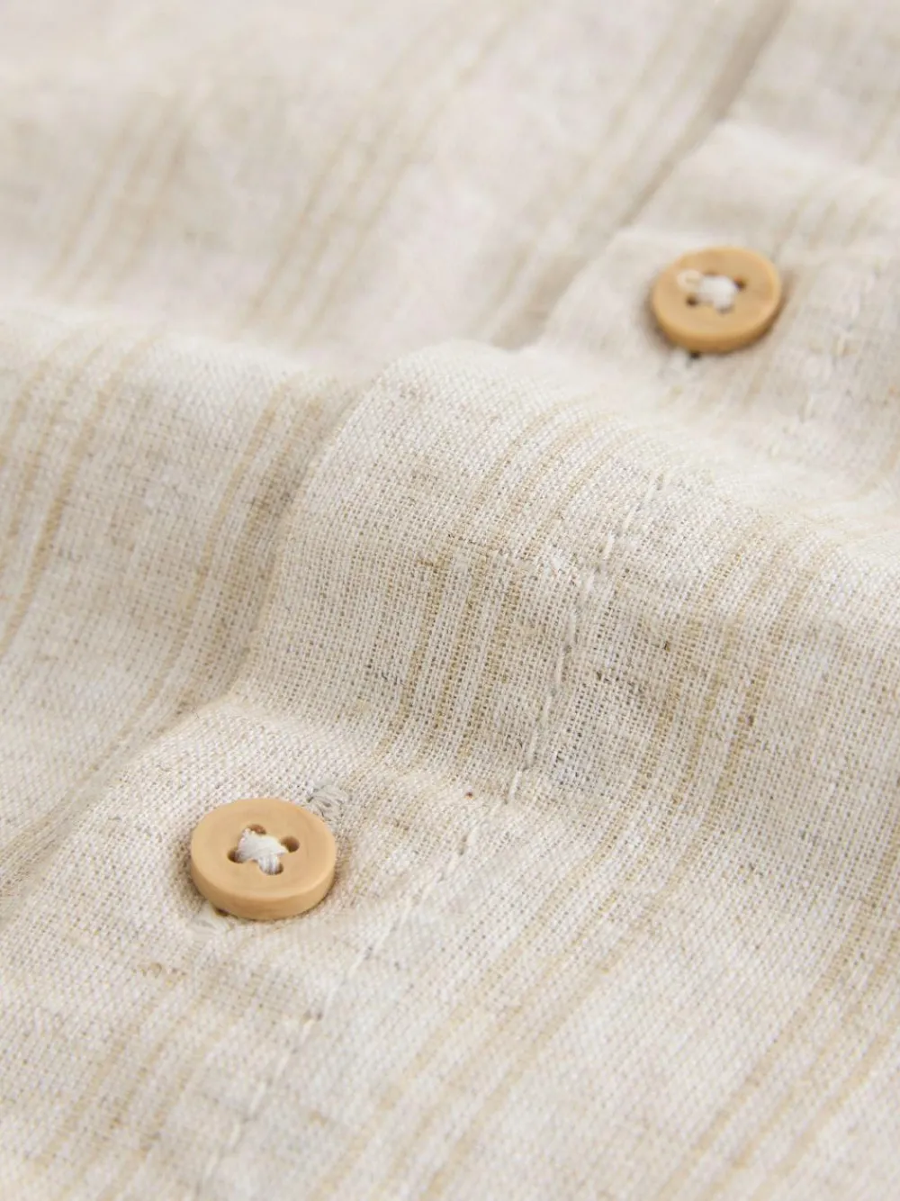 New Next Neutral Grandad Collar Linen Mix Long Sleeve Shirt (3-16yrs)