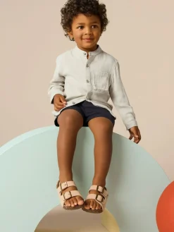 Hot Next Grandad Collar Linen Mix Shirt (3mths-7yrs) Neutral