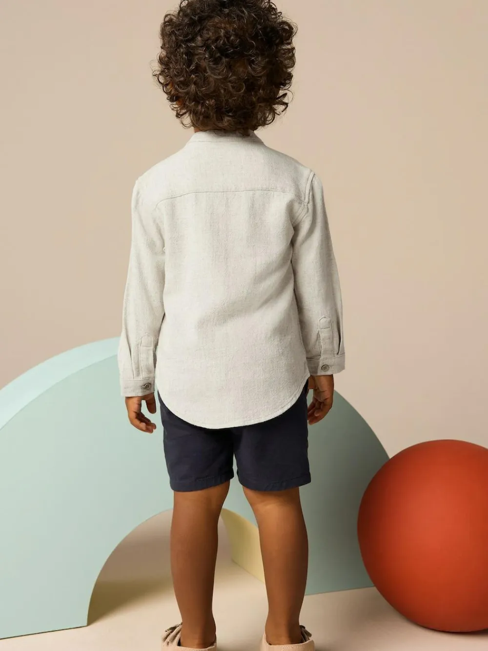 Hot Next Grandad Collar Linen Mix Shirt (3mths-7yrs) Neutral