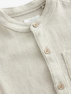 Hot Next Grandad Collar Linen Mix Shirt (3mths-7yrs) Neutral