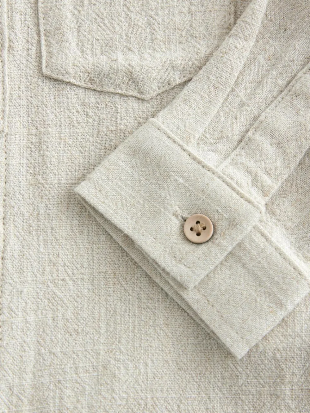 Hot Next Grandad Collar Linen Mix Shirt (3mths-7yrs) Neutral