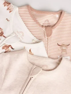 Next Neutral Hamish Baby 100% Cotton Sleepsuits 3 Pack (0mths-2yrs)^BOY Unisex|Nightwear