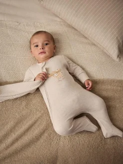 Next Neutral Hamish Baby 100% Cotton Sleepsuits 3 Pack (0mths-2yrs)^BOY Unisex|Nightwear