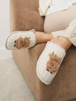 Next Neutral Hamish Linen Mule Slippers^Women All Night & Lounge