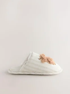 Next Neutral Hamish Linen Mule Slippers^Women All Night & Lounge