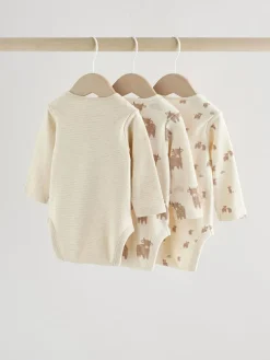 Clearance Next Neutral Hamish Long Sleeve Baby Bodysuits 3 Pack