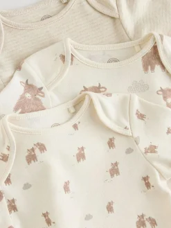 Clearance Next Neutral Hamish Long Sleeve Baby Bodysuits 3 Pack