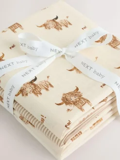 Best Next Neutral Hamish the Cow Baby Muslin Cloths 4 Pack