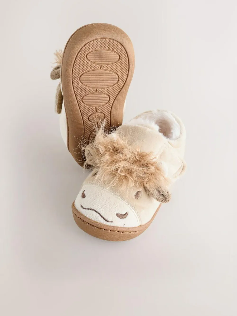 New Next Neutral Hamish the Highland Cow Cupsole Slippers