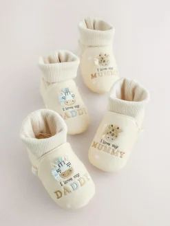 Best Next Neutral I Love Mummy/Daddy Baby Sock Top Bootie Shoes (0-18mths)