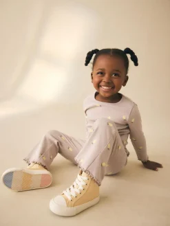 Next Neutral Lemon Print Rib Flare Leggings (3mths-7yrs)^ Pants & Leggings|Pants & Leggings