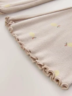 Next Neutral Lemon Print Rib Flare Leggings (3mths-7yrs)^ Pants & Leggings|Pants & Leggings