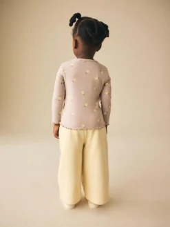 Next Neutral Lemon Print Rib Long Sleeve T-Shirt (3mths-7yrs)^ Newborn Clothing|Tops