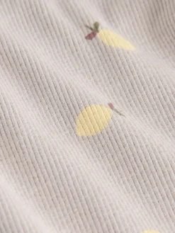 Next Neutral Lemon Print Rib Long Sleeve T-Shirt (3mths-7yrs)^ Newborn Clothing|Tops