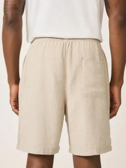 New Next Linen Blend Elasticated Waist Shorts Neutral