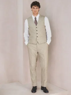 Online Next Linen Blend Texture Suit Waistcoat Neutral