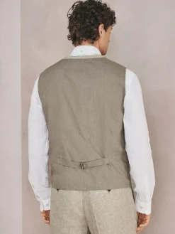 Online Next Linen Blend Texture Suit Waistcoat Neutral