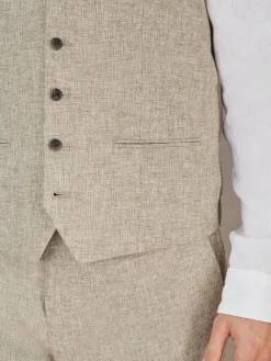 Online Next Linen Blend Texture Suit Waistcoat Neutral