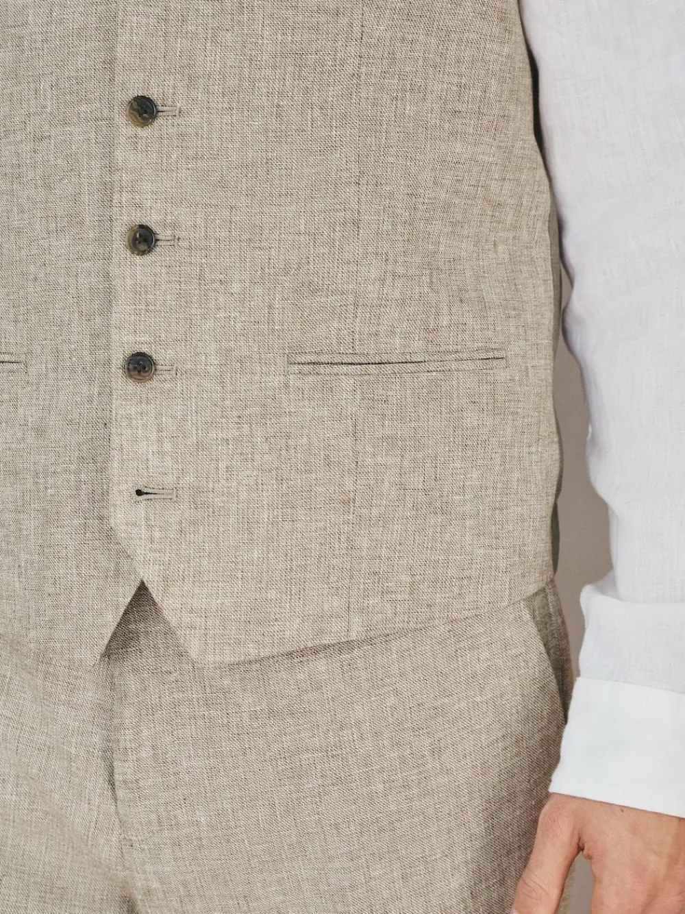 Online Next Linen Blend Texture Suit Waistcoat Neutral