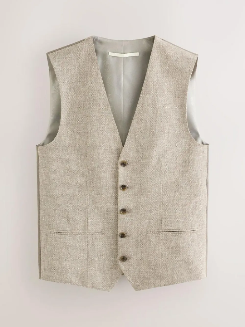 Online Next Linen Blend Texture Suit Waistcoat Neutral