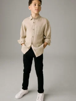 Online Next Long Sleeve 100% Linen Shirt (3-16yrs) Neutral