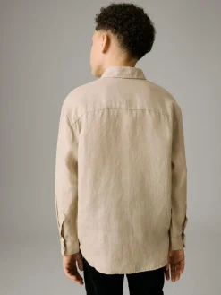Online Next Long Sleeve 100% Linen Shirt (3-16yrs) Neutral