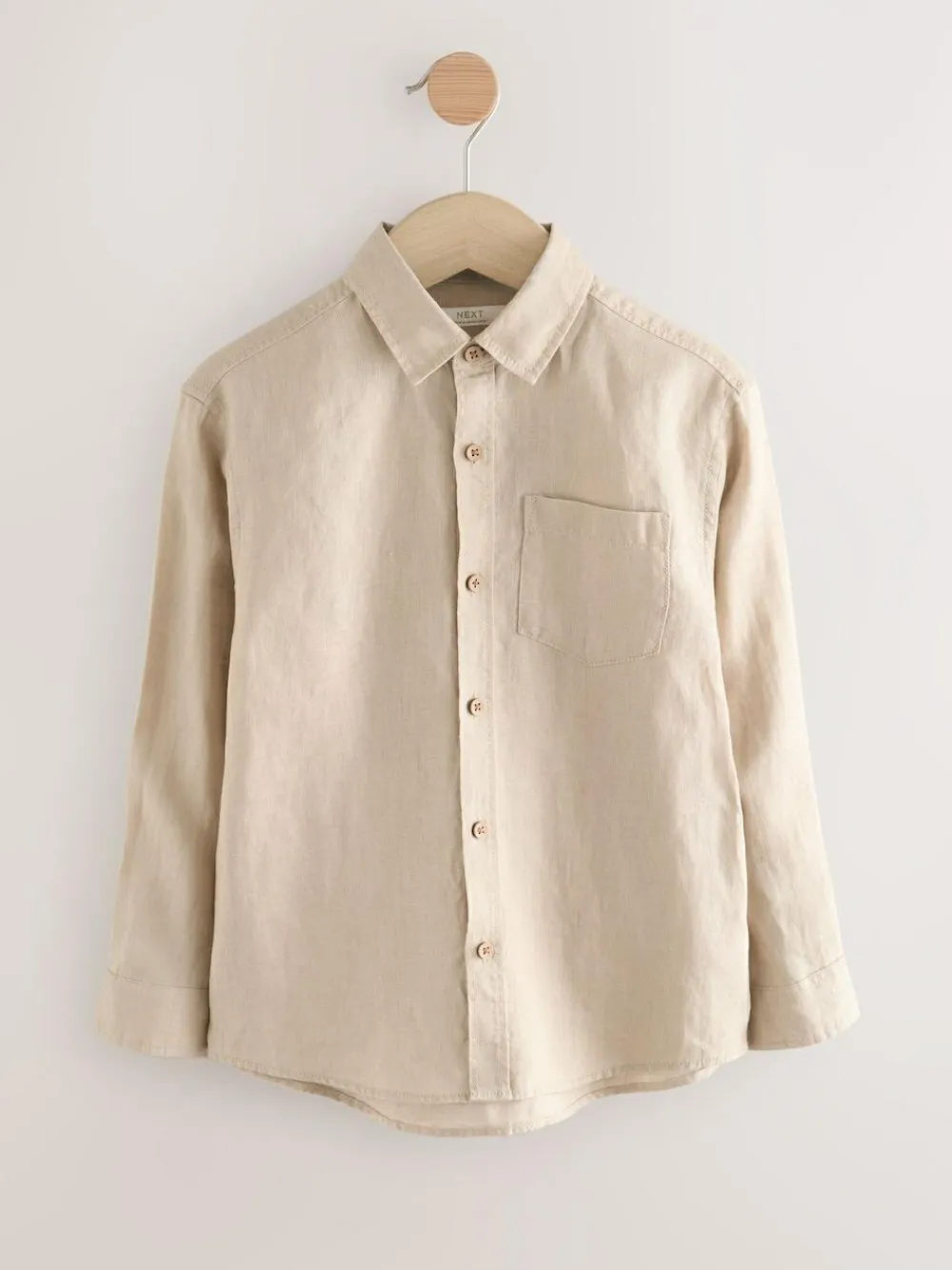 Online Next Long Sleeve 100% Linen Shirt (3-16yrs) Neutral