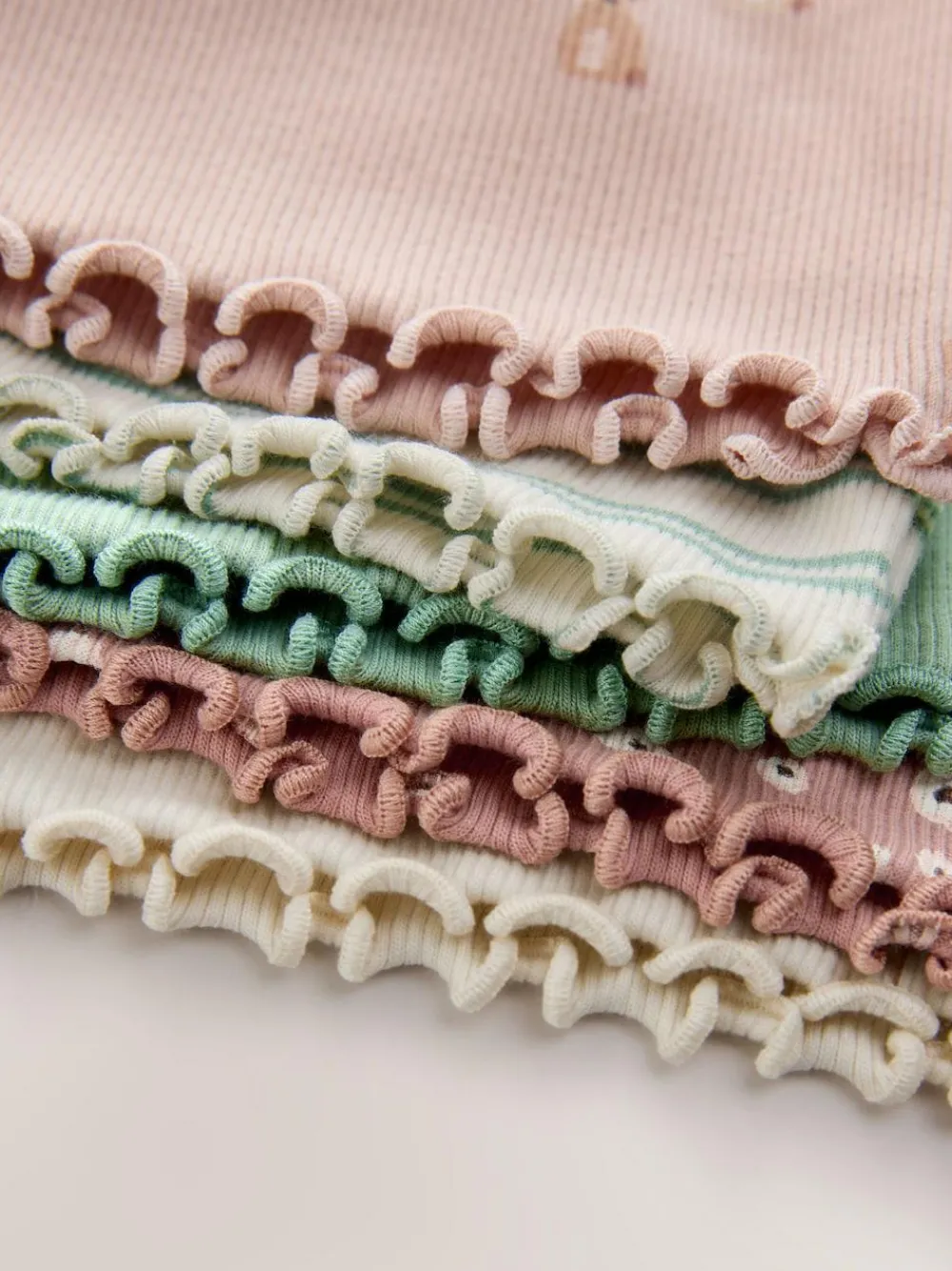 Next Neutral Long Sleeve Rib Tops 5 Pack (3mths-7yrs)^ Newborn Clothing|Baby Girls