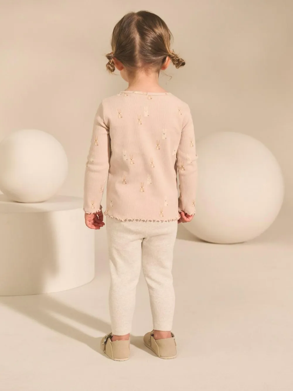 Next Neutral Long Sleeve Rib Tops 5 Pack (3mths-7yrs)^ Newborn Clothing|Baby Girls