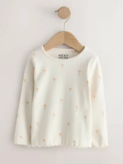 Next Neutral Long Sleeve Rib Tops 5 Pack (3mths-7yrs)^ Newborn Clothing|Baby Girls