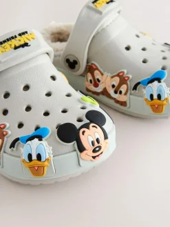 Clearance Next Neutral Mickey Warm Lined Slippers Clogs