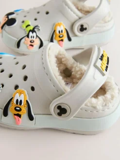 Clearance Next Neutral Mickey Warm Lined Slippers Clogs