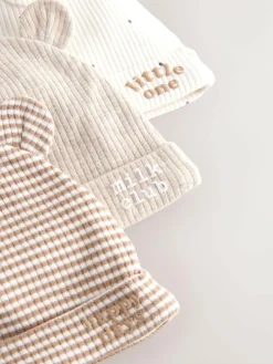 Best Next Neutral Milk Club Baby Beanies 3 Pack (0-12mths)
