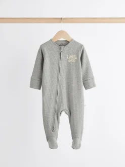 Discount Next Neutral Milk Club Baby Two Way Zip 100% Cotton Sleepsuits 3 Pack (0mths-2yrs)