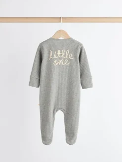 Discount Next Neutral Milk Club Baby Two Way Zip 100% Cotton Sleepsuits 3 Pack (0mths-2yrs)