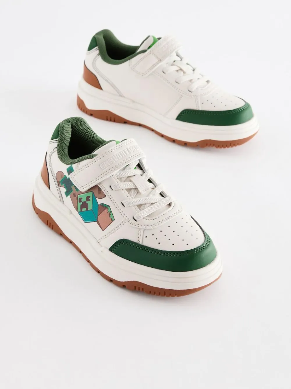 Next Neutral Minecraft Touch Close Elastic Lace Trainers^BOY Sneakers