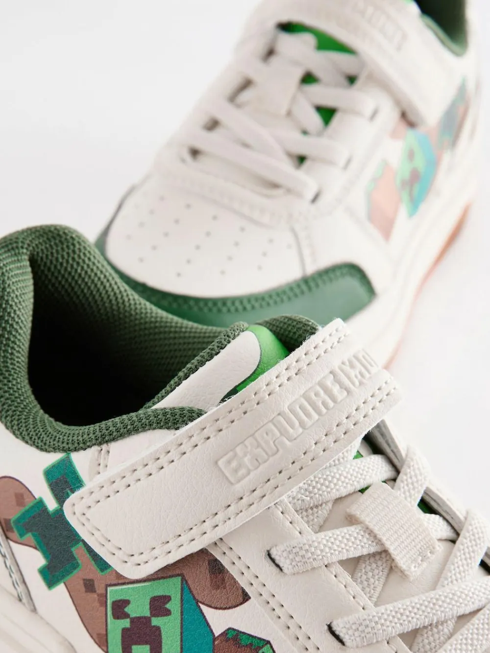 Next Neutral Minecraft Touch Close Elastic Lace Trainers^BOY Sneakers